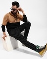 Shop Men's Beige & Black Color Block Tracksuit-Full