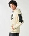 Shop Men's Beige & Black Graphic Printed Oversized Hoodies-Full