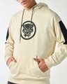 Shop Men's Beige & Black Graphic Printed Oversized Hoodies