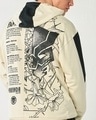 Shop Men's Beige & Black Graphic Printed Oversized Hoodies