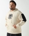 Shop Men's Beige & Black Graphic Printed Oversized Plus Size Hoodies-Design