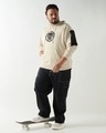 Shop Men's Beige & Black Graphic Printed Oversized Plus Size Hoodies-Full