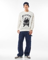 Shop Men's Beige & Black Graphic Printed Super Loose Fit Sweater