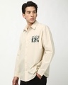 Shop Men's Beige Black Panther Graphic Printed Oversized Shirt-Design