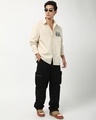 Shop Men's Beige Black Panther Graphic Printed Oversized Shirt-Full