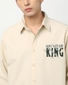 Shop Men's Beige Black Panther Graphic Printed Oversized Shirt