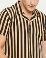 Shop Men's Beige & Black Striped Shirt