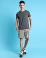 Shop Men's Beige & Black Striped Slim Fit Shorts