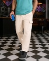 Shop Men's Beige Cargo Carpenter Pants-Front