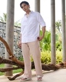 Shop Men's Beige Cargo Cotton Linen Pants