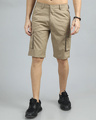 Shop Men's Beige Cargo Shorts-Front