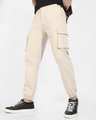 Shop Men's Beige Cargo Trousers-Front