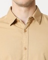 Shop Men's Beige Casual Slim Fit Over Dyed Shirts
