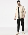 Shop Men's Beige Casual Twill Over Dyed Slim Fit Shirt-Full