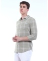 Shop Men's Beige Checked Slim Fit Shirt-Design