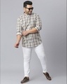 Shop Men's Beige Checks Stylish Full Sleeve Casual Shirt