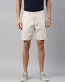 Shop Men's Beige Cotton Linen Shorts-Front