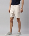 Shop Men's Beige Cotton Linen Shorts-Full