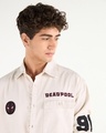 Shop Men's Beige Deadpool Batch Printed Oversized Cargo Shirt