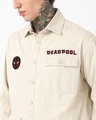 Shop Men's Beige Deadpool Batch Printed Oversized Cargo Shirt