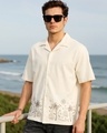 Shop Men's Beige Embroidered Oversized Shirt-Front
