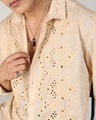 Shop Men's Beige Embroidered Relaxed Fit Shirt