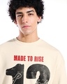Shop Men's Beige Fearless Typography Oversized Sweatshirt