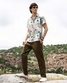 Shop Men's Beige & Forest Green Abstract Printed Shirt-Full