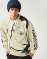 Shop Men's Beige Graphic Printed Oversized Sweatshirt-Front