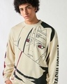 Shop Men's Beige Graphic Printed Oversized Sweatshirt