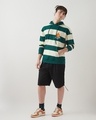 Shop Men's Beige & Green Striped Oversized Hoodies