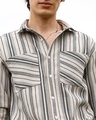 Shop Men's Beige & Grey Striped Shirt