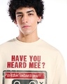 Shop Men's Beige Heard Mee Graphic Printed Oversized Sweatshirt