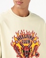 Shop Men's Beige Hellfire Club Graphic Printed Oversized T-shirt