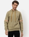 Shop Men's Beige Hooded Sweatshirt-Front