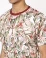 Shop Men's Beige & Maroon All Over Floral Printed T-shirt