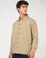 Shop Men's Beige Embroidered Oversized Twill Jacket-Design