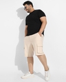 Shop Men's Beige Oversized Plus Size Cargo Shorts-Design
