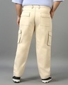 Shop Men's Beige Oversized Plus Size Cargo Pants-Full