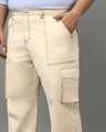Shop Men's Beige Oversized Plus Size Cargo Pants