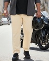 Shop Men's Beige Oversized Plus Size Joggers-Front