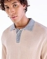 Shop Men's Beige Oversized Textured Sweater