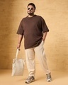 Shop Men's Beige Plus Size Track Pants-Full