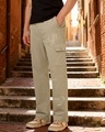 Shop Men's Beige Printed Straight Fit Cargo Pants-Front