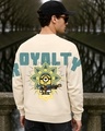 Shop Men's Beige Royalty Graphic Printed Oversized Sweatshirt-Front