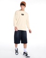 Shop Men's Beige Royalty Graphic Printed Oversized Sweatshirt