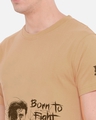 Shop Men's Beige "RRR Born to Fight" Cotton T-shirt-Design