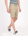 Shop Men's Beige Slim Fit Cotton Shorts-Full