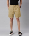 Shop Men's Beige Slim Fit Cotton Shorts-Front