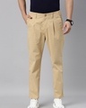 Shop Men's Beige Slim Fit Trousers-Front